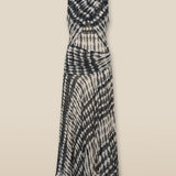 CAROLINA | Black & Ecru Print Midi Wrap Dress