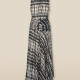 CAROLINA | Black & Ecru Print Midi Wrap Dress