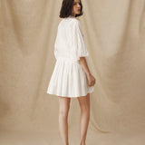 ZULIKA | White Embroidered Floral Motifs Cotton Short Dress