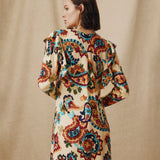 SALENA | Cream Multi Ruche Detail V-Neck Short Dress