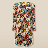 SALENA | Cream Multi Ruche Detail V-Neck Short Dress