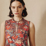 PRIYALA | Terracotta Multi Floral Cotton Short Dress