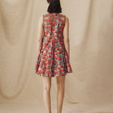 PRIYALA | Terracotta Multi Floral Cotton Short Dress