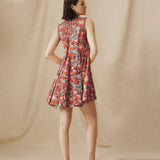 PRIYALA | Terracotta Multi Floral Cotton Short Dress