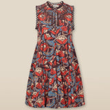 PRIYALA | Terracotta Multi Floral Cotton Short Dress
