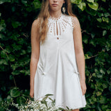 ORNELLA | White Broderie Cut-Out Cotton Short Dress