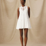 ORNELLA | White Broderie Cut-Out Cotton Short Dress