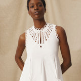 ORNELLA | White Broderie Cut-Out Cotton Short Dress