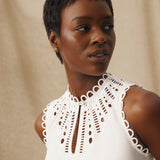 ORNELLA | White Broderie Cut-Out Cotton Short Dress