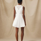 ORNELLA | White Broderie Cut-Out Cotton Short Dress