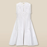 ORNELLA | White Broderie Cut-Out Cotton Short Dress