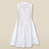 ORNELLA | White Broderie Cut-Out Cotton Short Dress