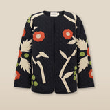BLOSSOM | Black Floral Applique Cotton Jacket