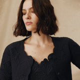 ISHANI | Black Trapunto Embroidered Linen Jacket