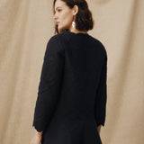 ISHANI | Black Trapunto Embroidered Linen Jacket