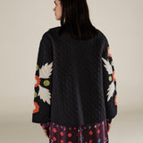 BLOSSOM | Black Floral Applique Cotton Jacket