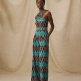 BERNAT | Turquoise Multi Ikat Cotton Jumpsuit