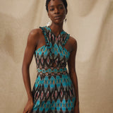 BERNAT | Turquoise Multi Ikat Cotton Jumpsuit