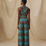 BERNAT | Turquoise Multi Ikat Cotton Jumpsuit