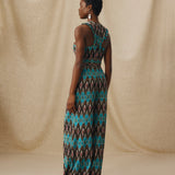 BERNAT | Turquoise Multi Ikat Cotton Jumpsuit