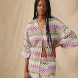 KONA | Multicolour Pointelle Chevron Knit Kimono