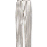 BROOKE | Ecru Subtle Stripe Straight Leg Cotton Linen Trousers
