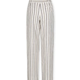 BROOKE | Ecru Subtle Stripe Straight Leg Cotton Linen Trousers