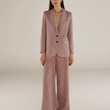 THYSSEN | Bronze Metallic Thread Wide Leg Trousers