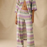 KONA | Multicolour Pointelle Chevron Knit Trousers
