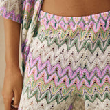KONA | Multicolour Pointelle Chevron Knit Trousers