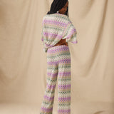 KONA | Multicolour Pointelle Chevron Knit Trousers
