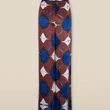 BRUNA | Blue & Burgundy Abstract Printed Wide Leg Trousers