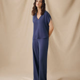 THYSSEN | Cobalt Blue Wide-Leg Trousers