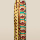 EMBER | Multicoloured Geometric Print Satin Wide Leg Trousers