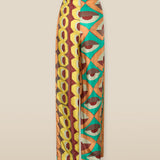 EMBER | Multicoloured Geometric Print Satin Wide Leg Trousers