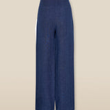 ZURI | Indigo Blue Linen Wide Leg Trousers