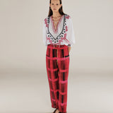 ESHANA | Fuchsia Pink Sheer Tapered Trousers