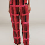 ESHANA | Fuchsia Pink Sheer Tapered Trousers