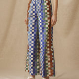 MORINAL | Geometric Print Cotton Wide Leg Trousers