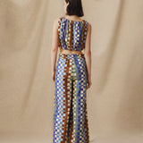 MORINAL | Geometric Print Cotton Wide Leg Trousers