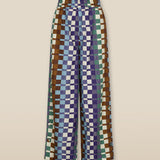 MORINAL | Geometric Print Cotton Wide Leg Trousers