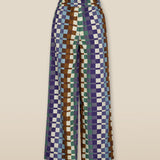 MORINAL | Geometric Print Cotton Wide Leg Trousers