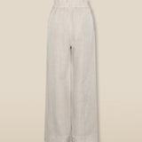 SOMA | Beige Embroidered Linen-Cotton Wide Leg Trousers