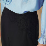 ISHANI | Black Trapunto Embroidered Wide Leg Linen Trousers