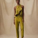 ASTROS | Moss Green Cotton Tapered Trousers