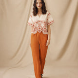 ASTROS | Burnt Orange Cotton Tapered Trousers