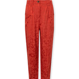 MALAQUITA | Red Jacquard Satin Tapered Trousers