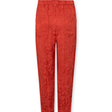 MALAQUITA | Red Jacquard Satin Tapered Trousers