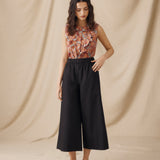 ANA | Black Cotton Wide Leg Trousers