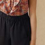 ANA | Black Cotton Wide Leg Trousers